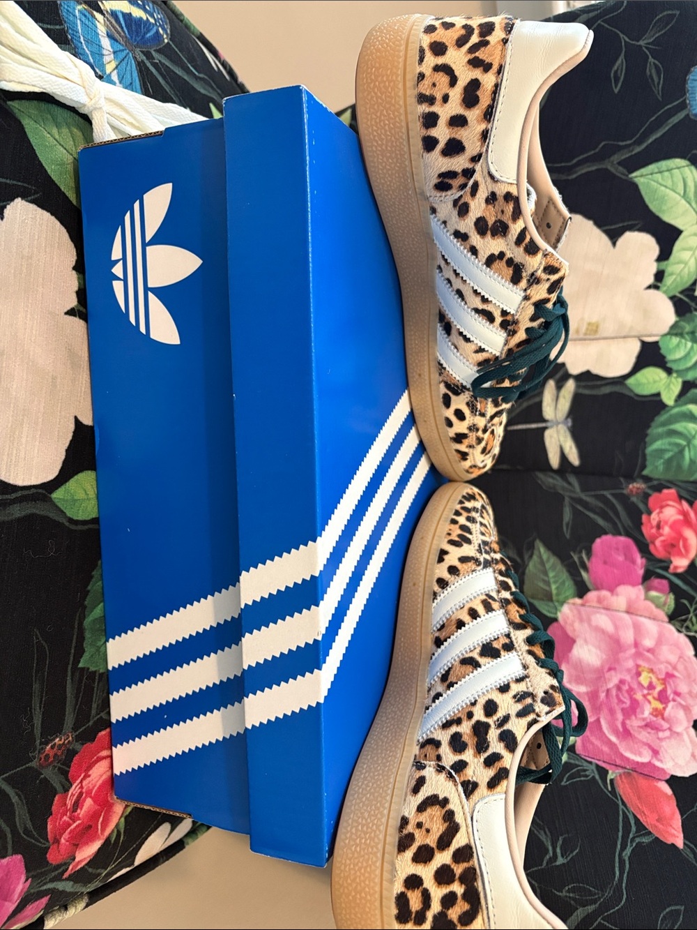 adidas Leopard Print Campus Sneakers in Tan, Black & White - Picture 4 of 13